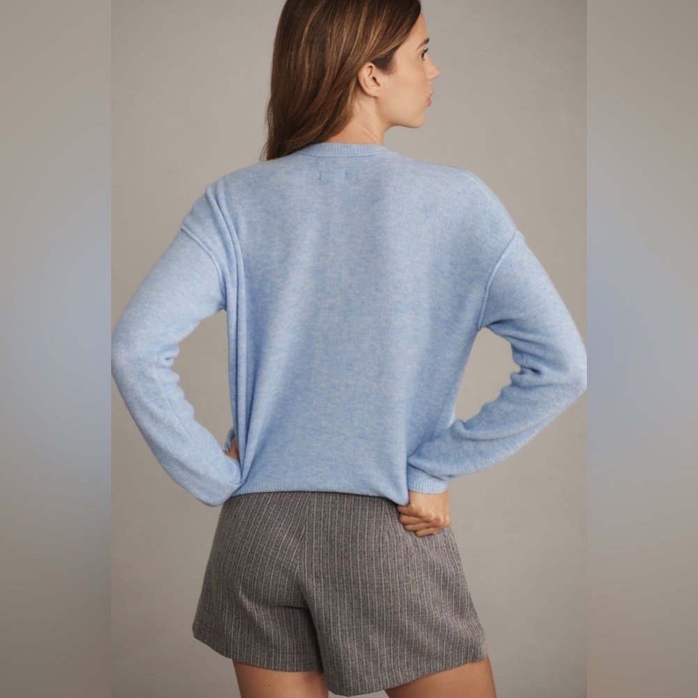 NWT! Anthropologie By Anthropologie Crew-Neck Cardigan Sweater in Sky Blue 🧣 - Picture 2 of 5